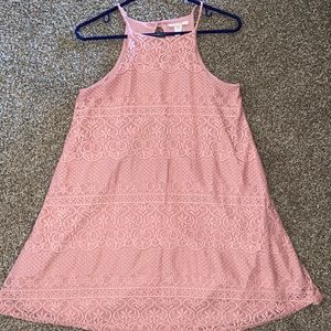 Blush pink lace dress